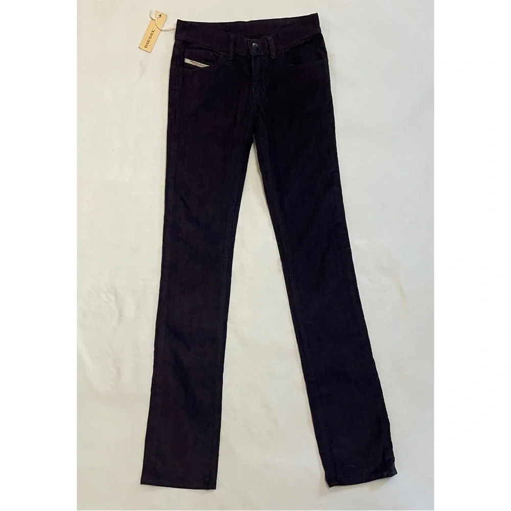 NWT New Diesel Straight Leg Corduroy Purple Pants Size 24